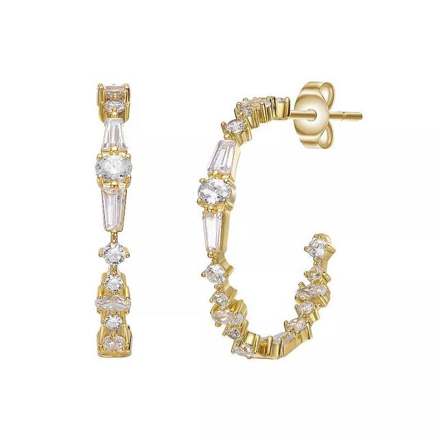 Cubic Zirconia 3/4 C-Hoop Earrings, Womens, Gold Tone Product Image