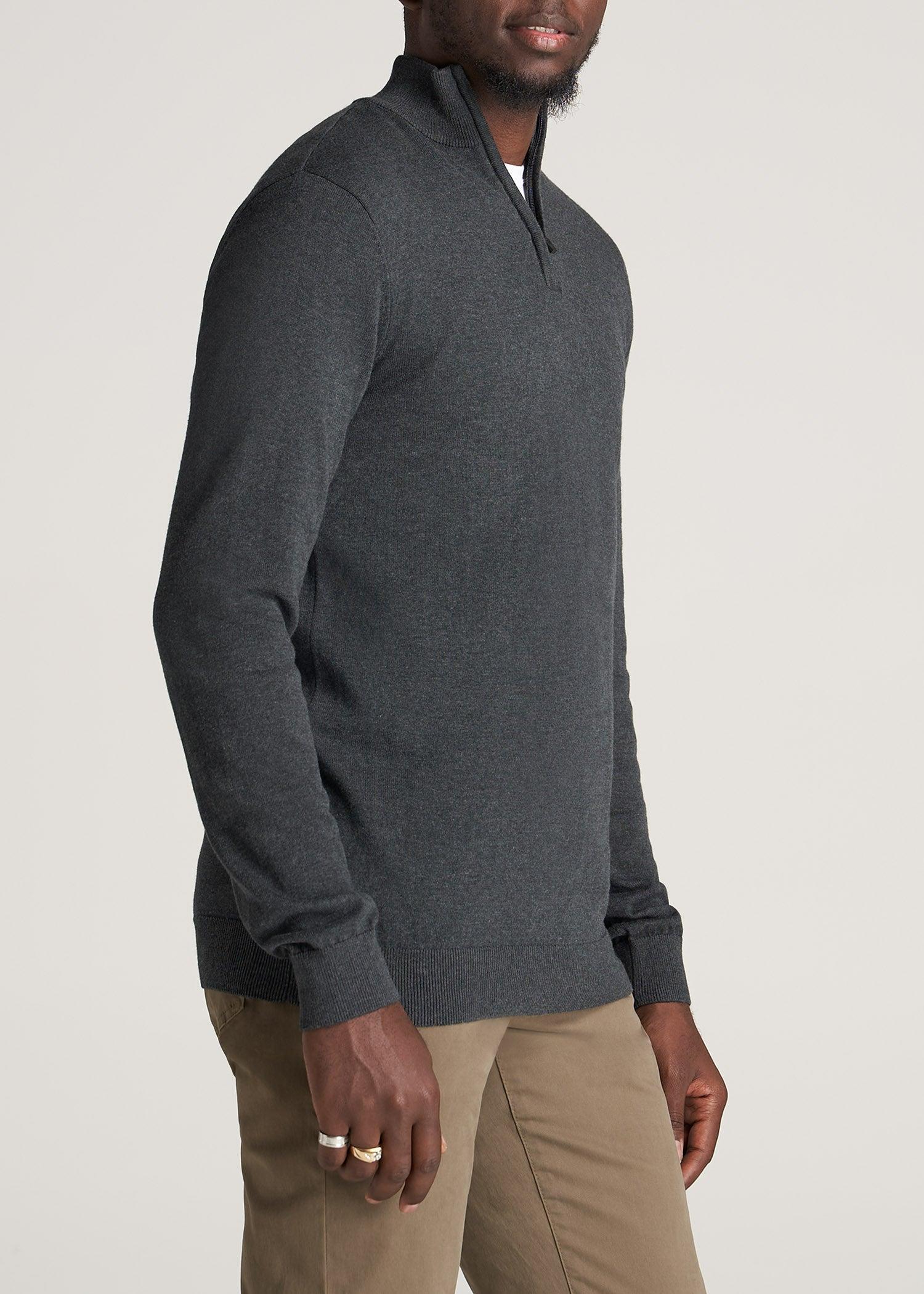 Everyday Quarter-Zip Tall Men's Sweater in Charcoal Mix Male Product Image