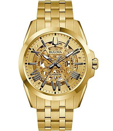 Bulova Mens Sutton Automatic Gold Tone Stainless Steel Bracelet Watch Product Image