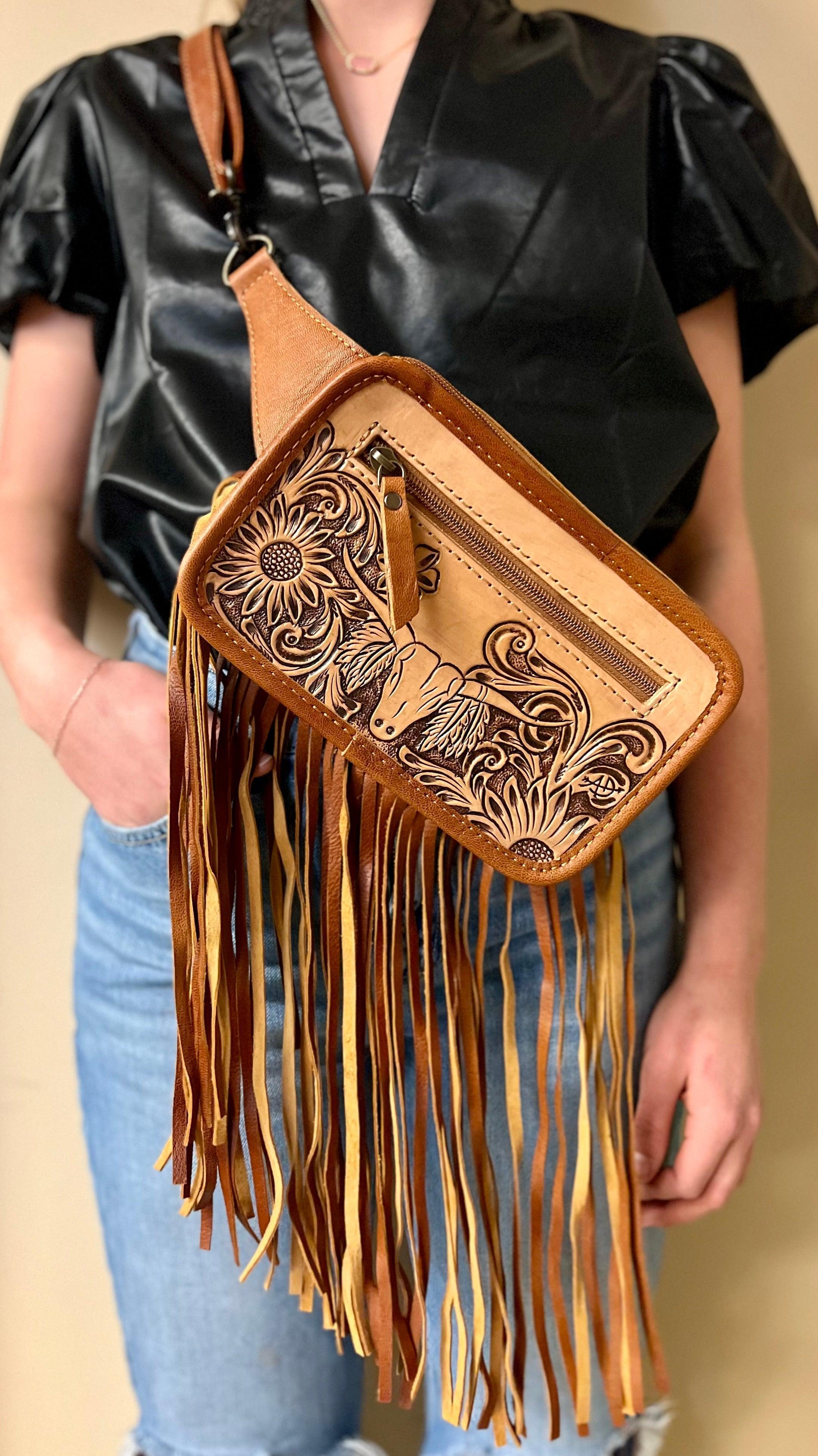 Darling Bull Tooled Front Sling Bag Product Image