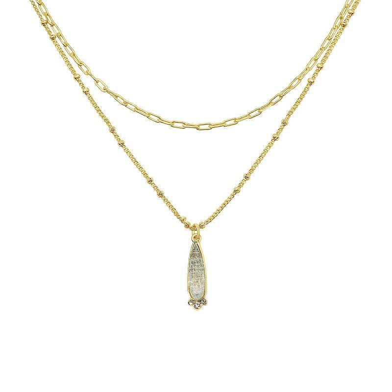 LC Lauren Conrad 2 Row Chain with Blue Teardrop Pendant Necklace, Womens Product Image