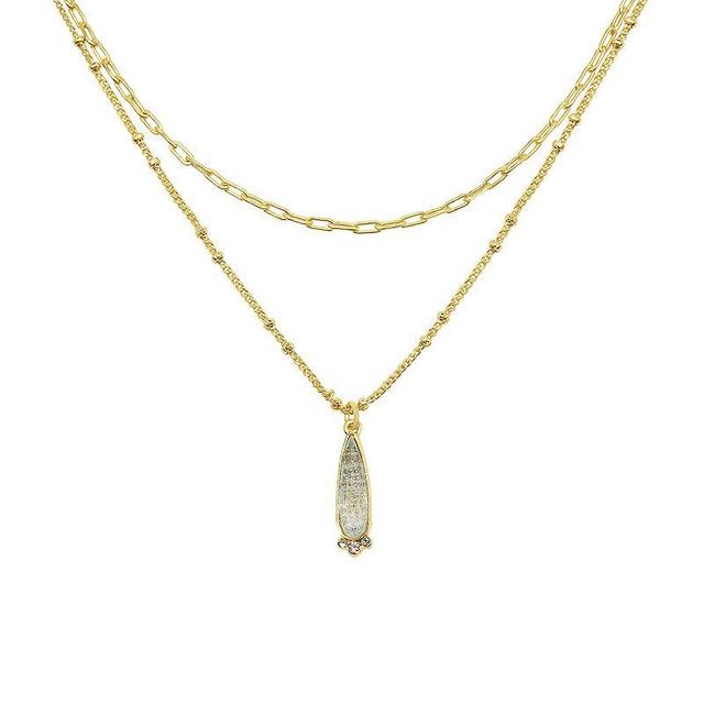 LC Lauren Conrad 2 Row Chain with Blue Teardrop Pendant Necklace, Womens Product Image