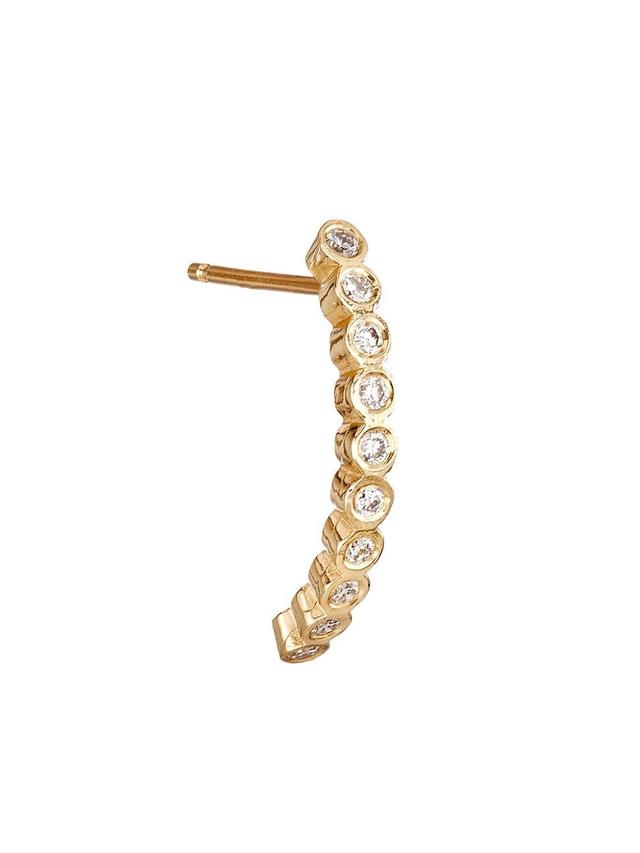 Womens Bezel 14K Yellow Gold & Diamond Curved Bar Earring Product Image