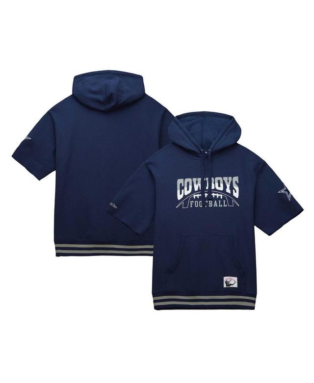 Mens Mitchell & Ness Dallas Cowboys Pre-Game Short Sleeve Pullover Hoodie Blue Product Image