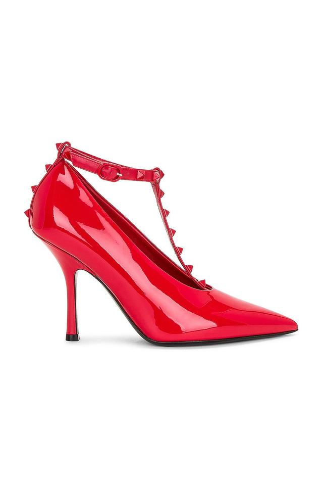 Valentino Garavani Rockstud Ankle Strap Pump in Red Product Image