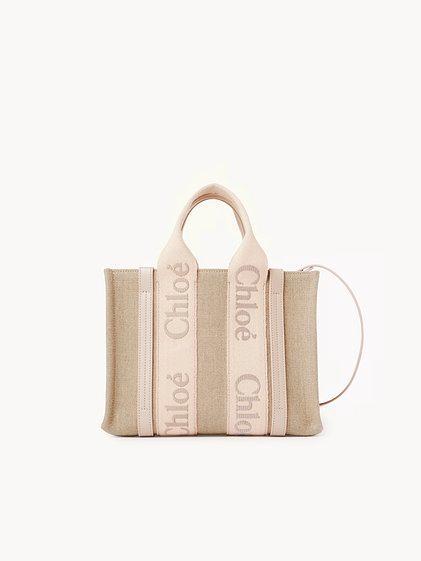 Small Woody tote bag in linen Product Image