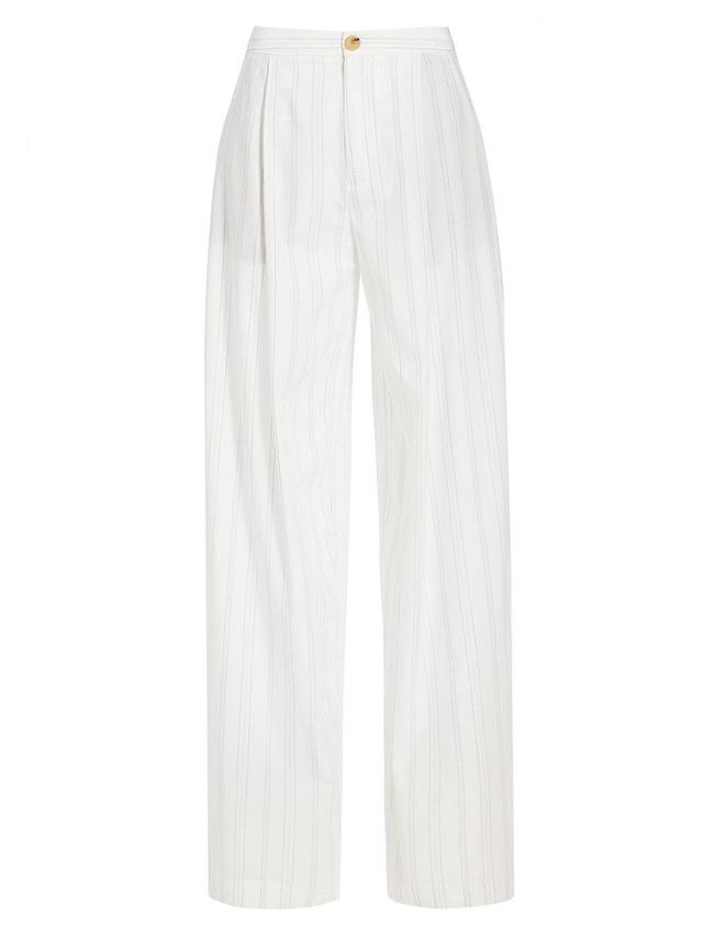 Womens Casual Stripe Pleated Trousers Product Image