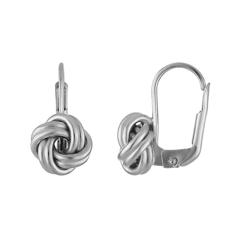 Giorgio di Vicenza 14k White Gold Love Knot Leverback Earrings, Womens Product Image