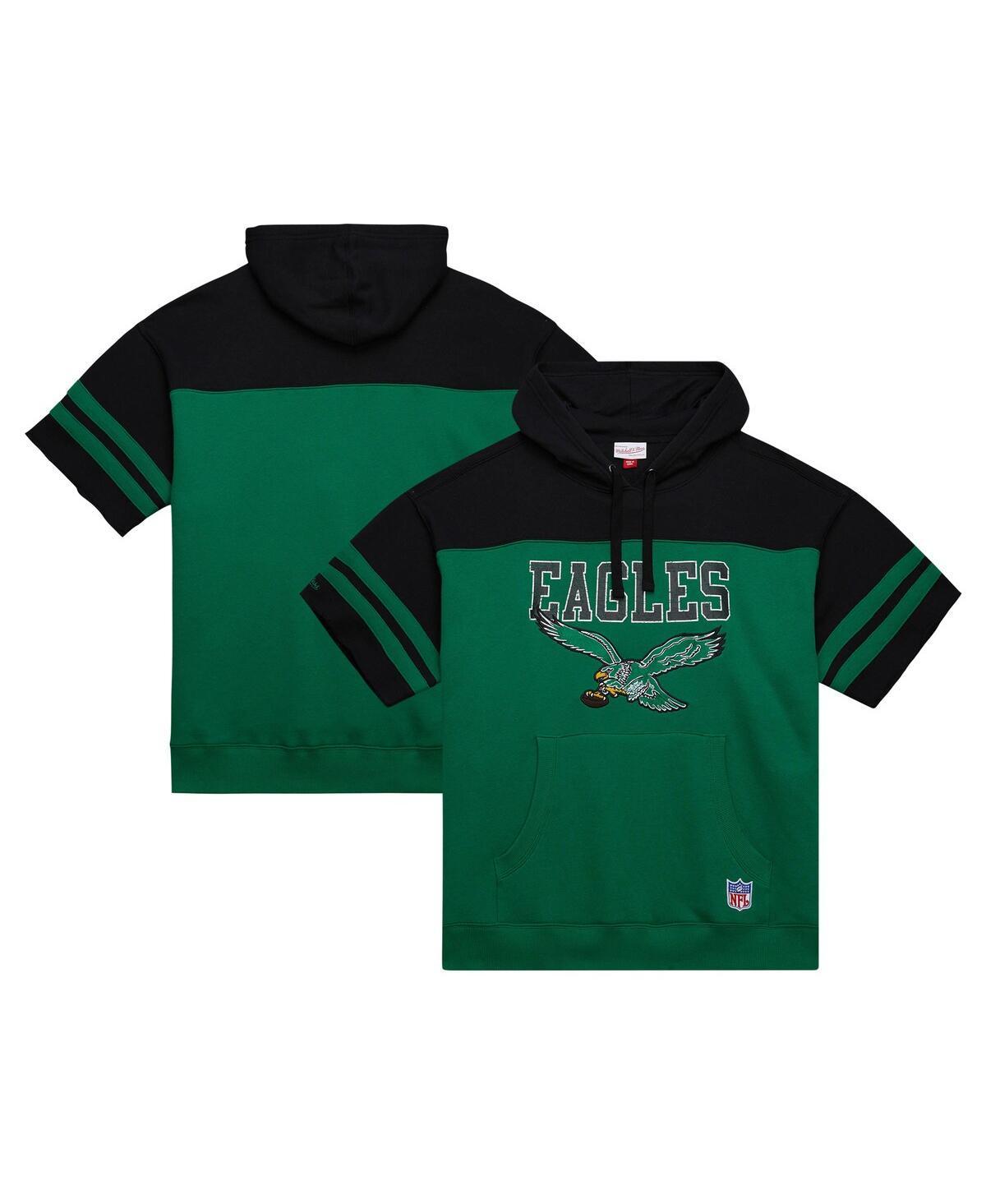 Mitchell & Ness Mens Kelly Green Philadelphia Eagles Off Field vintage-like Logo Short Sleeve Pullover Hoodie Product Image