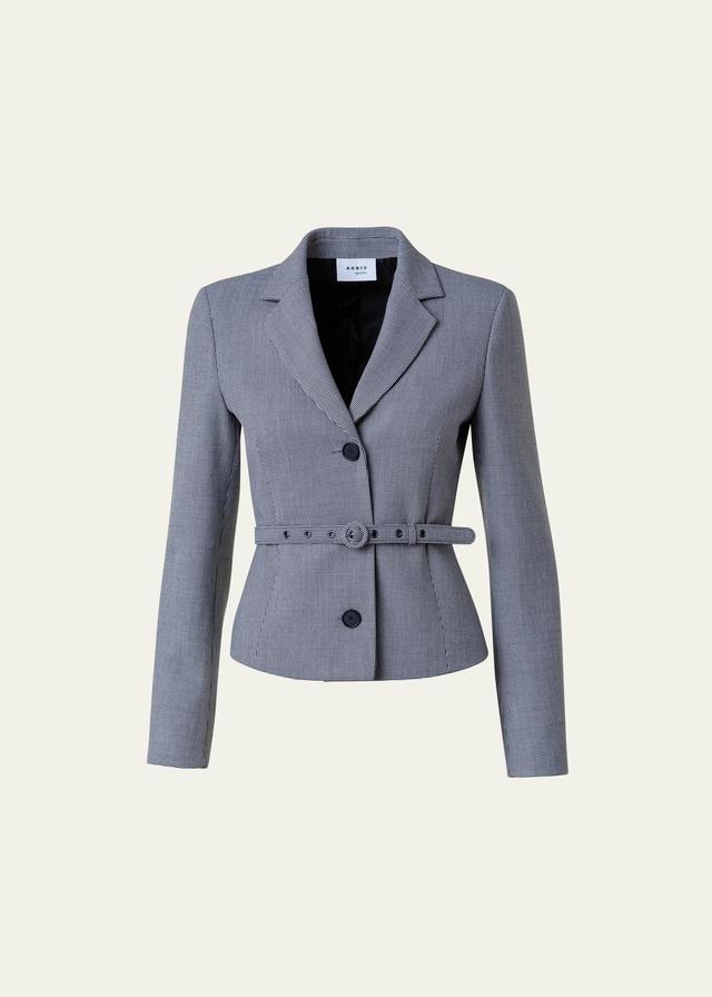 Akris punto Micro Houndstooth Pebble Crepe Belted Jacket Product Image