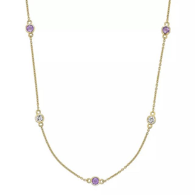 Gemminded 18k Gold Over Silver Amethyst & White Topaz Necklace, Womens Gold Tone Product Image