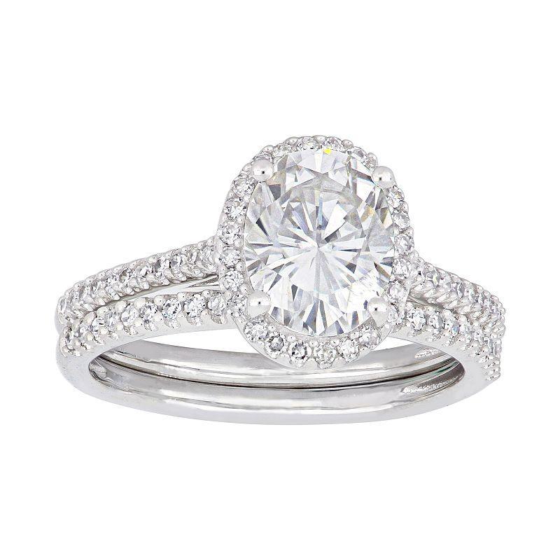 Stella Grace 14k White Gold 1/3 Carat Diamond & Moissanite Bridal Ring Set, Womens 14k Whgold Product Image