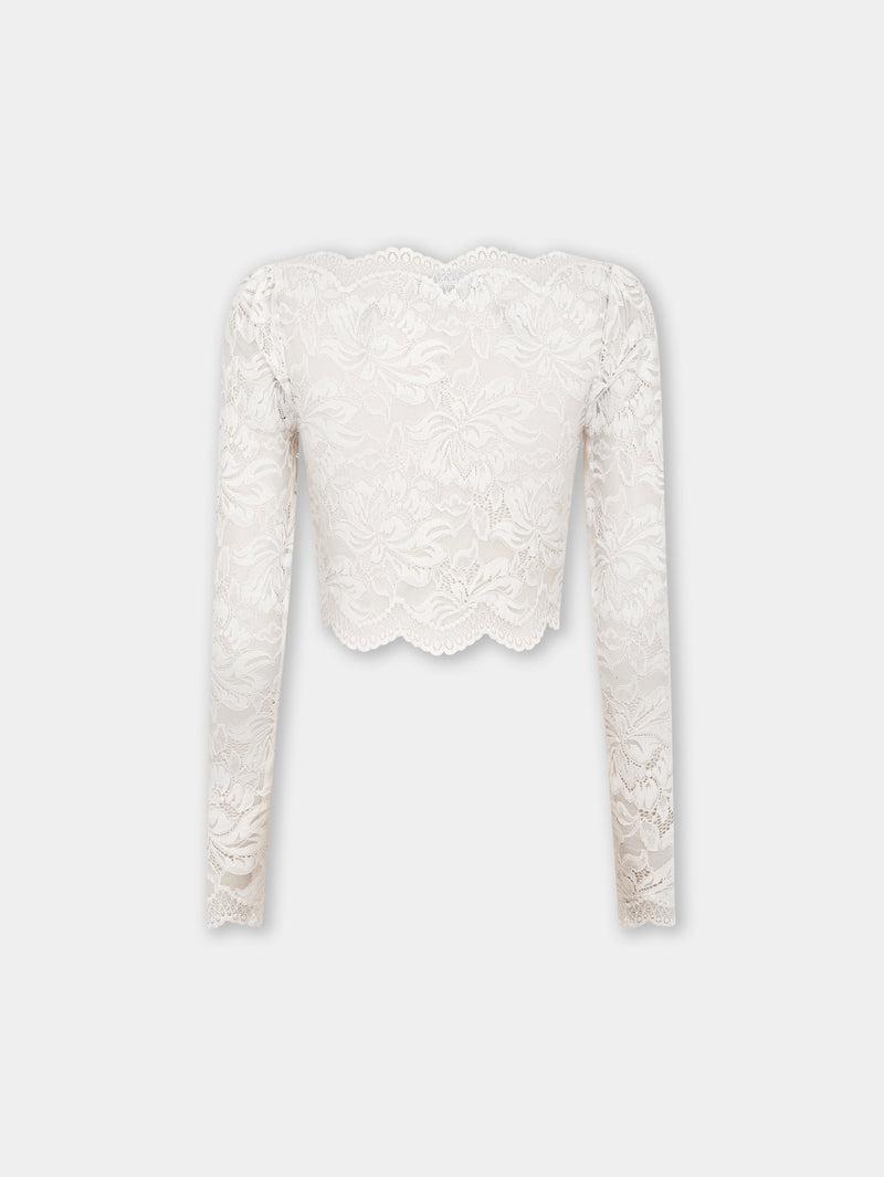 IVORY CROP TOP IN LACE Product Image