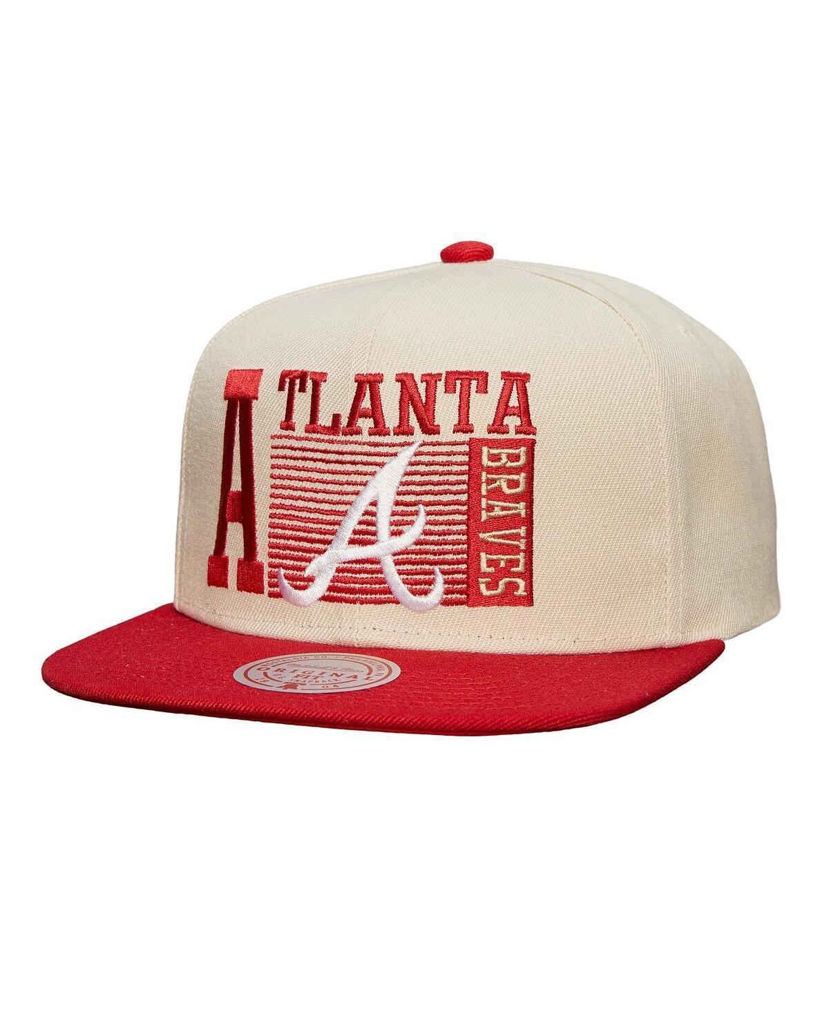 Mitchell & Ness Mens Cream Atlanta Braves Cooperstown Collection Speed Zone Snapback Hat Product Image