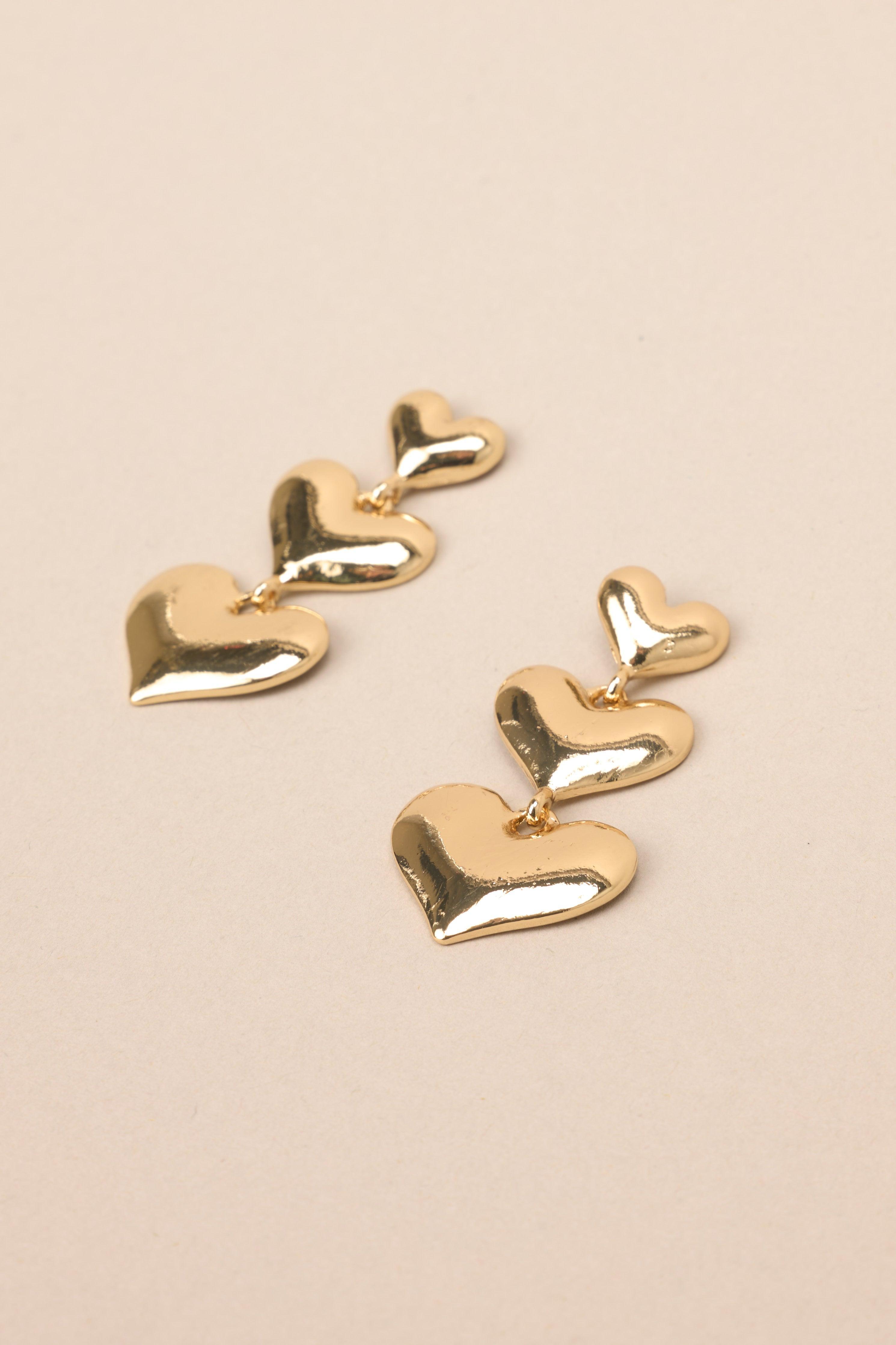 Love Me Love Me Not Gold Heart Earrings Product Image