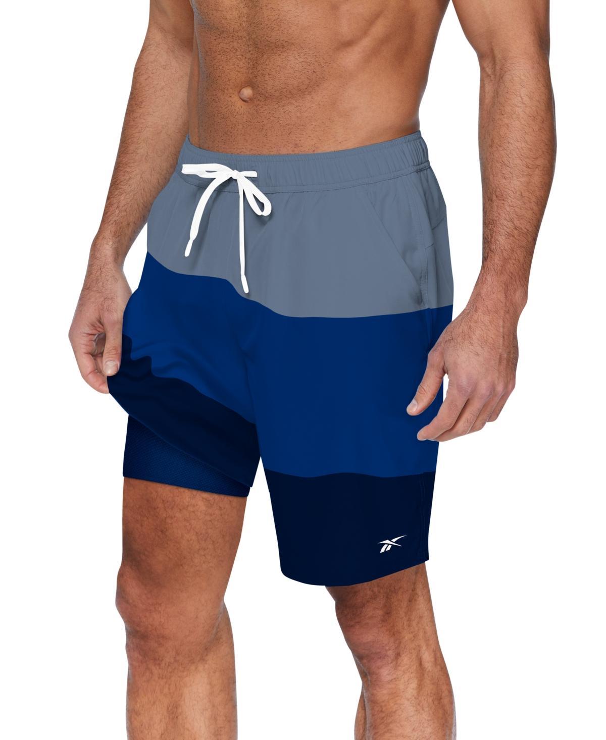 Reebok Mens Quick-Dry Colorblock Core Valley 7 Swim Trunks Product Image