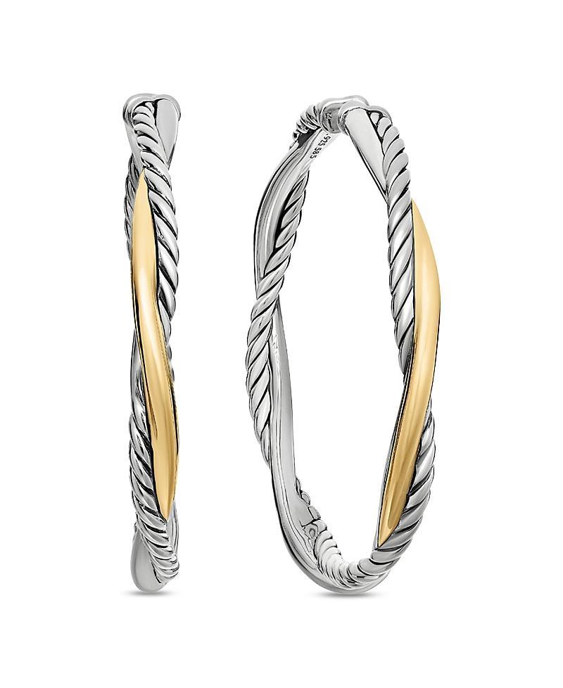 Womens Infinity Hoop Earrings in Sterling Silver with 14K Yellow Gold, 42MM Product Image