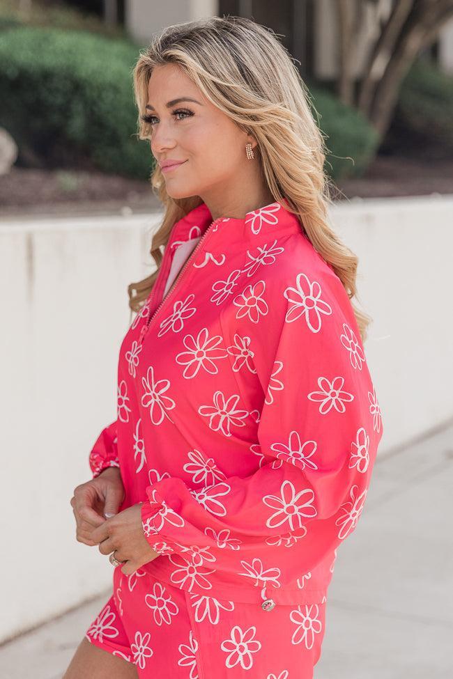 On The Daily Pink Flower Printed Windbreaker Product Image