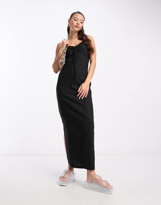 Daisy Street linen look cami maxi dress with tie front Product Image