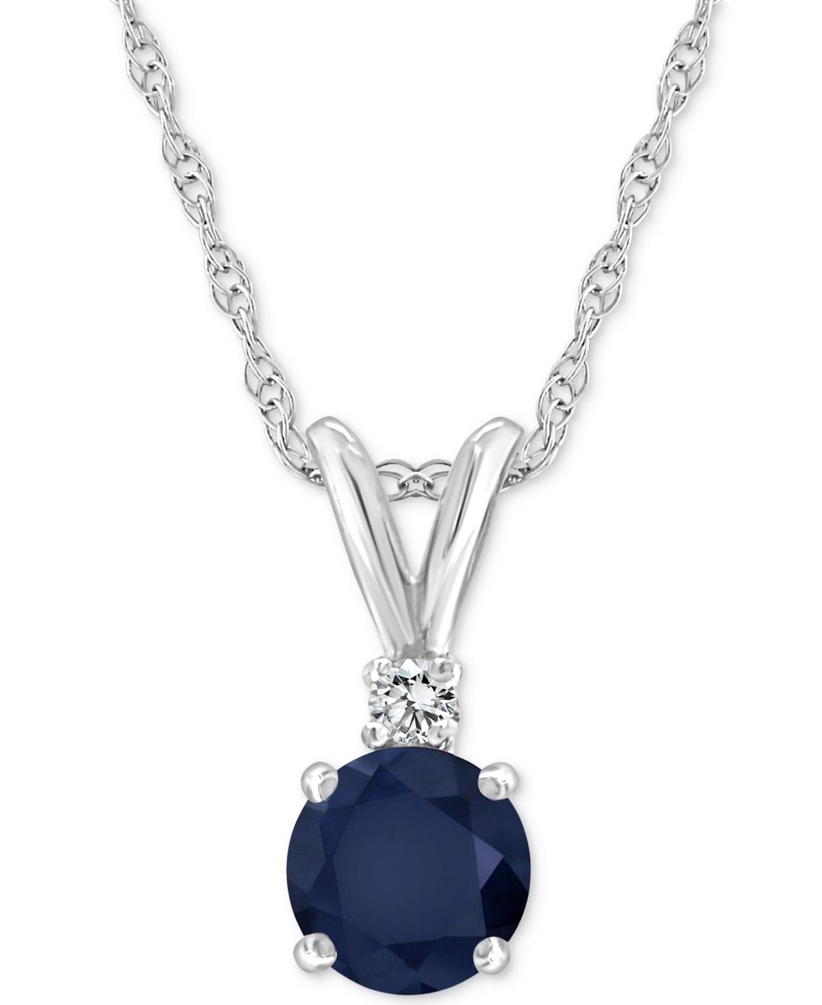 Celebration Gems 14k Gold Sapphire & Diamond Accent Pendant Necklace, Womens 14k Whgold Product Image