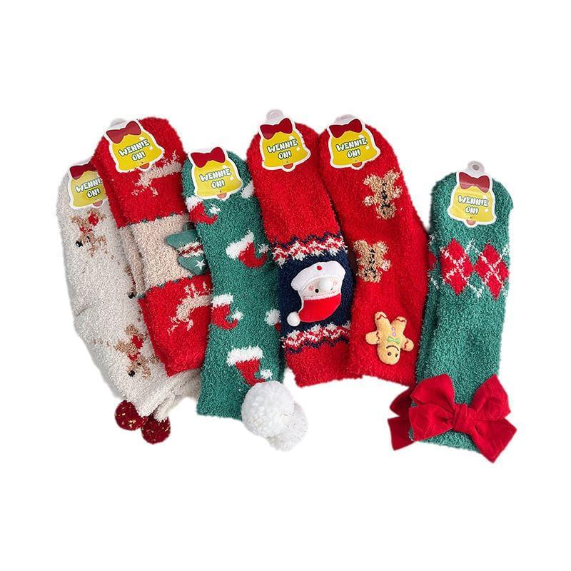 Christmas Print Coral Fleece Socks Product Image