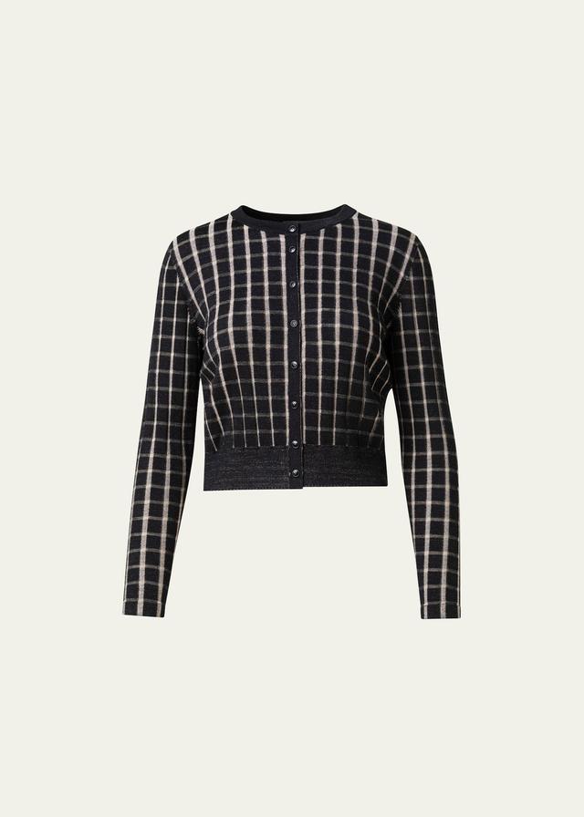 Womens Jacquard Check Silk-Wool Cardigan Product Image