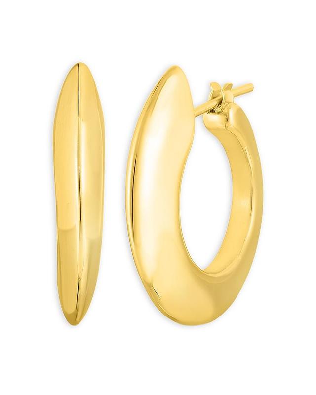 Womens Designer 18K Yellow Gold Wide Hoop Earrings Product Image