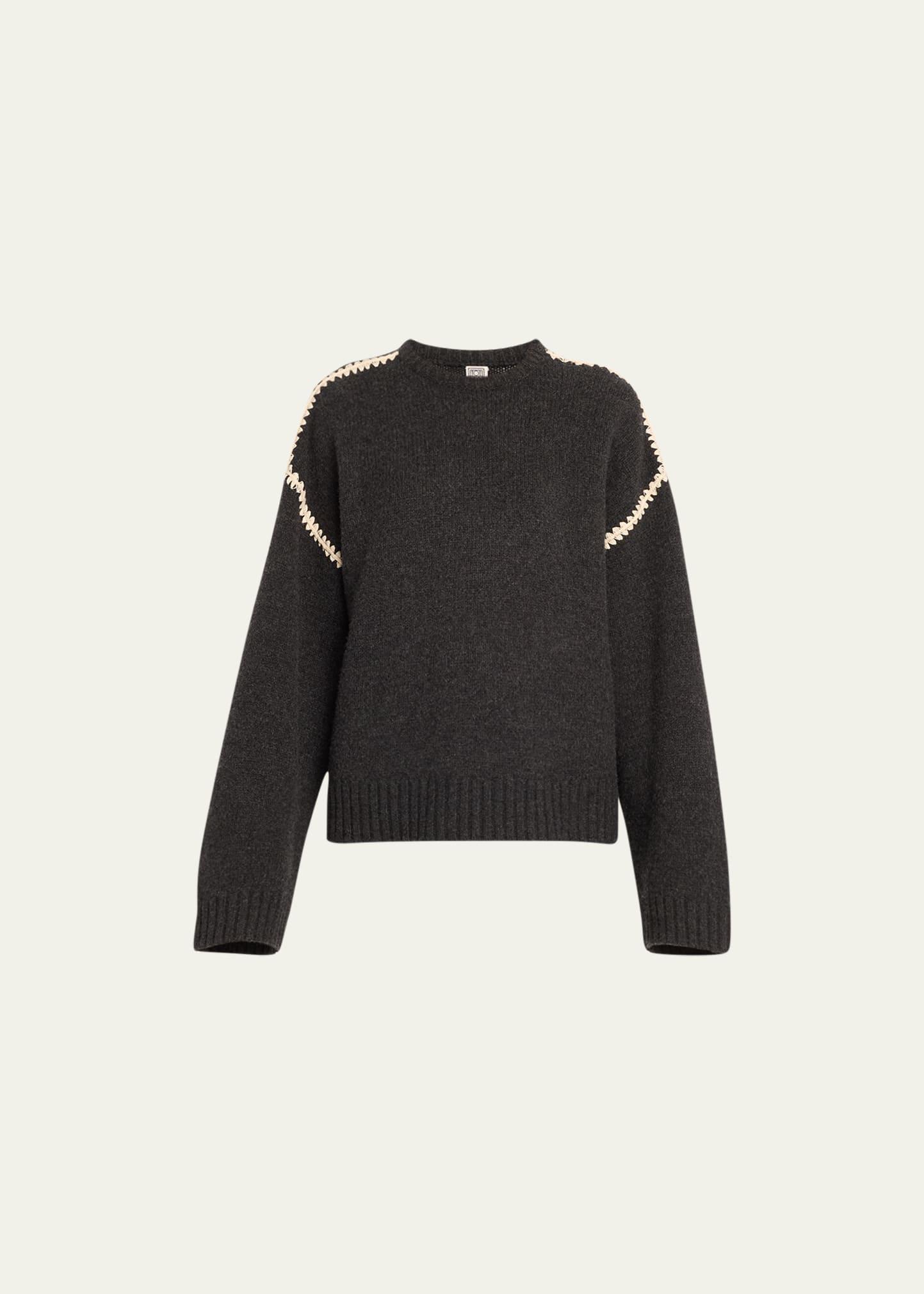 Womens Wool-Cashmere Embroidered Sweater Product Image