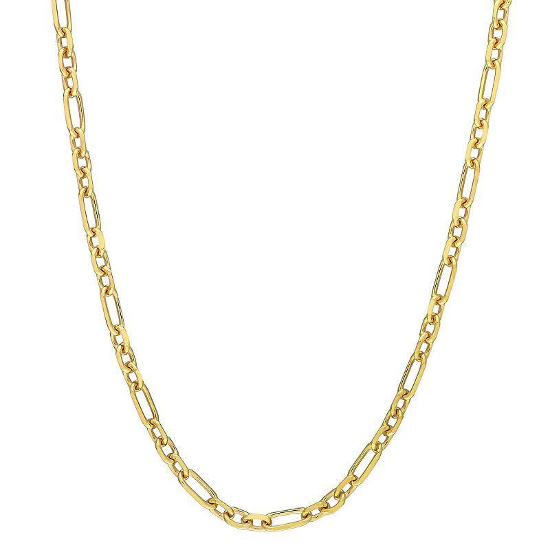 Stella Grace Sterling Silver 6 mm Figaro Chain Necklace, Womens 18k Gold Plated Product Image