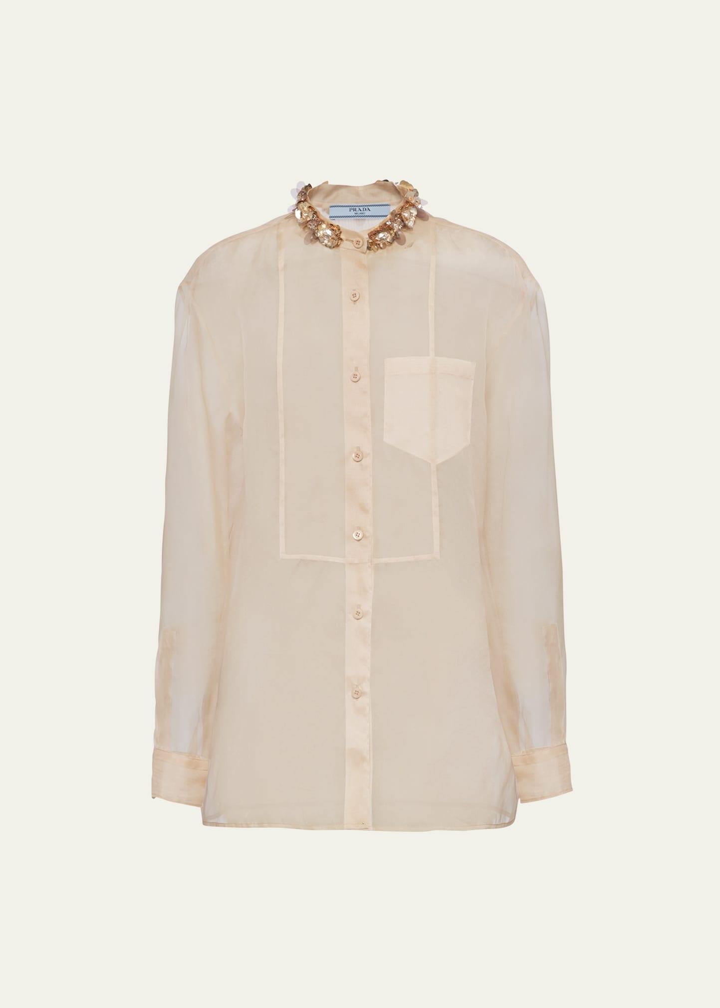 Womens Embroidered Organza Shirt Product Image