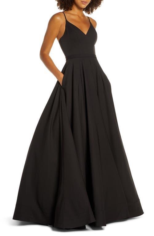 Mac Duggal V-Neck Crepe Ballgown Product Image