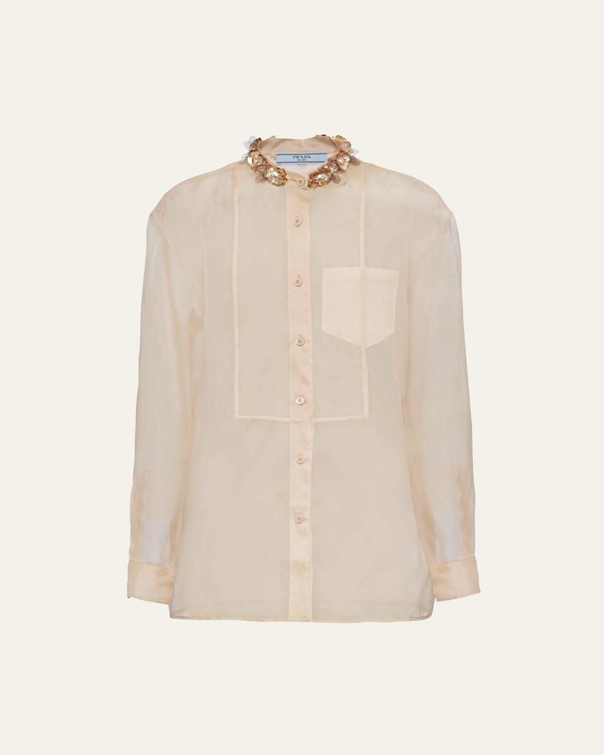 Womens Embroidered Organza Shirt product image