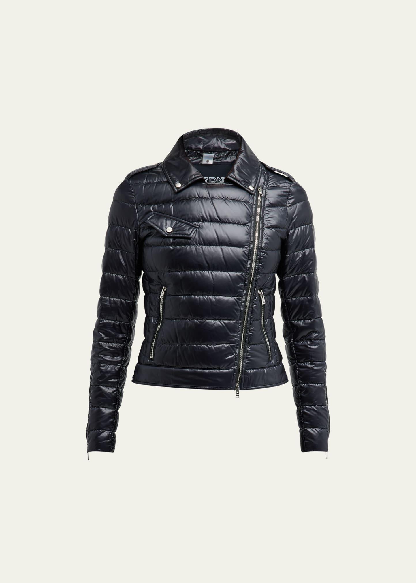 Womens Quilted Down Moto Jacket Product Image