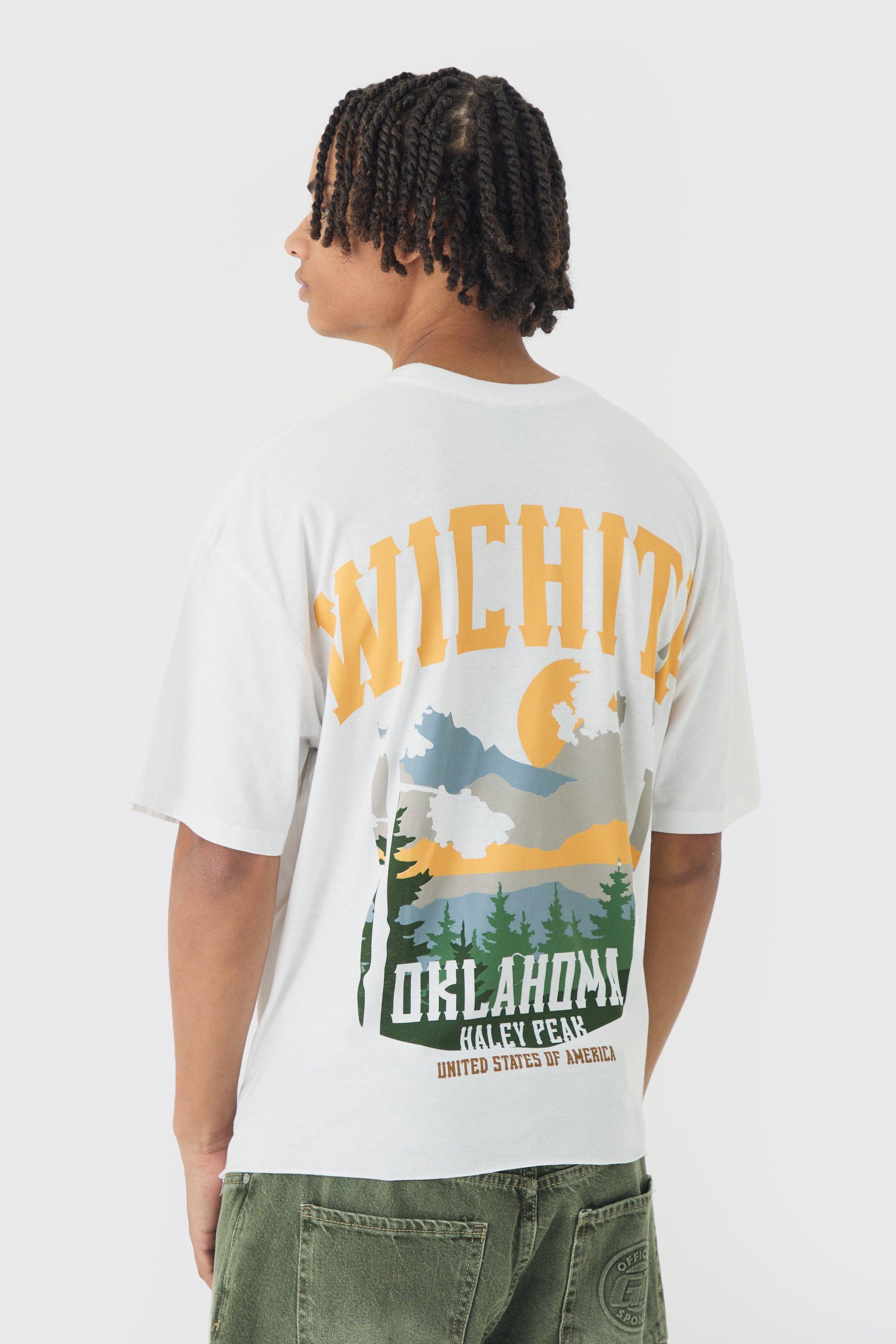 Oversized Boxy Wichita Printed Raw Hem T-Shirt | boohooMAN USA Product Image