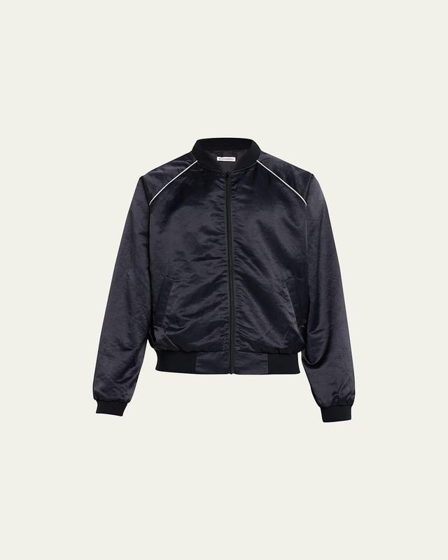 Mens Satin Track Bomber Jacket Product Image