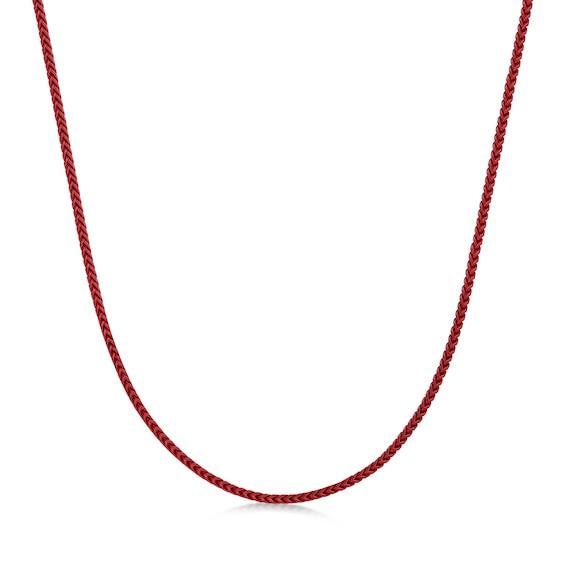 Men's 2.5mm Foxtail Chain Necklace in Solid Stainless Steel with Red Acrylic - 24" Product Image