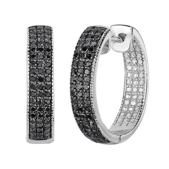 Sterling Silver 1/2 Carat T.W. Black Diamond Inside-Out Hoop Earrings, Womens Product Image