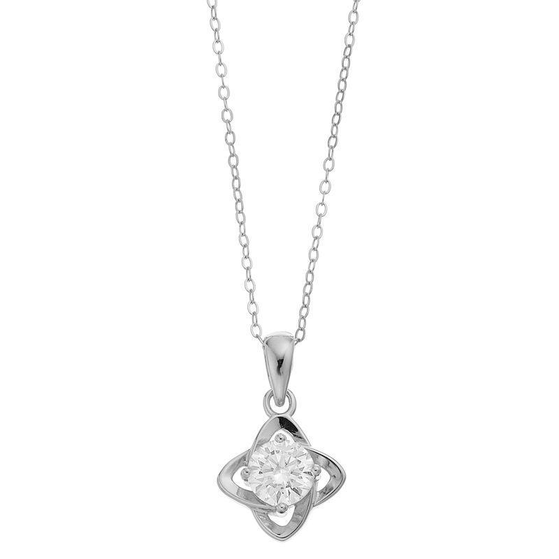 Stella Valentino Sterling Silver Lab Created Moissanite Four-Pointed Orbital Star Pendant Layering Necklace, Womens Product Image