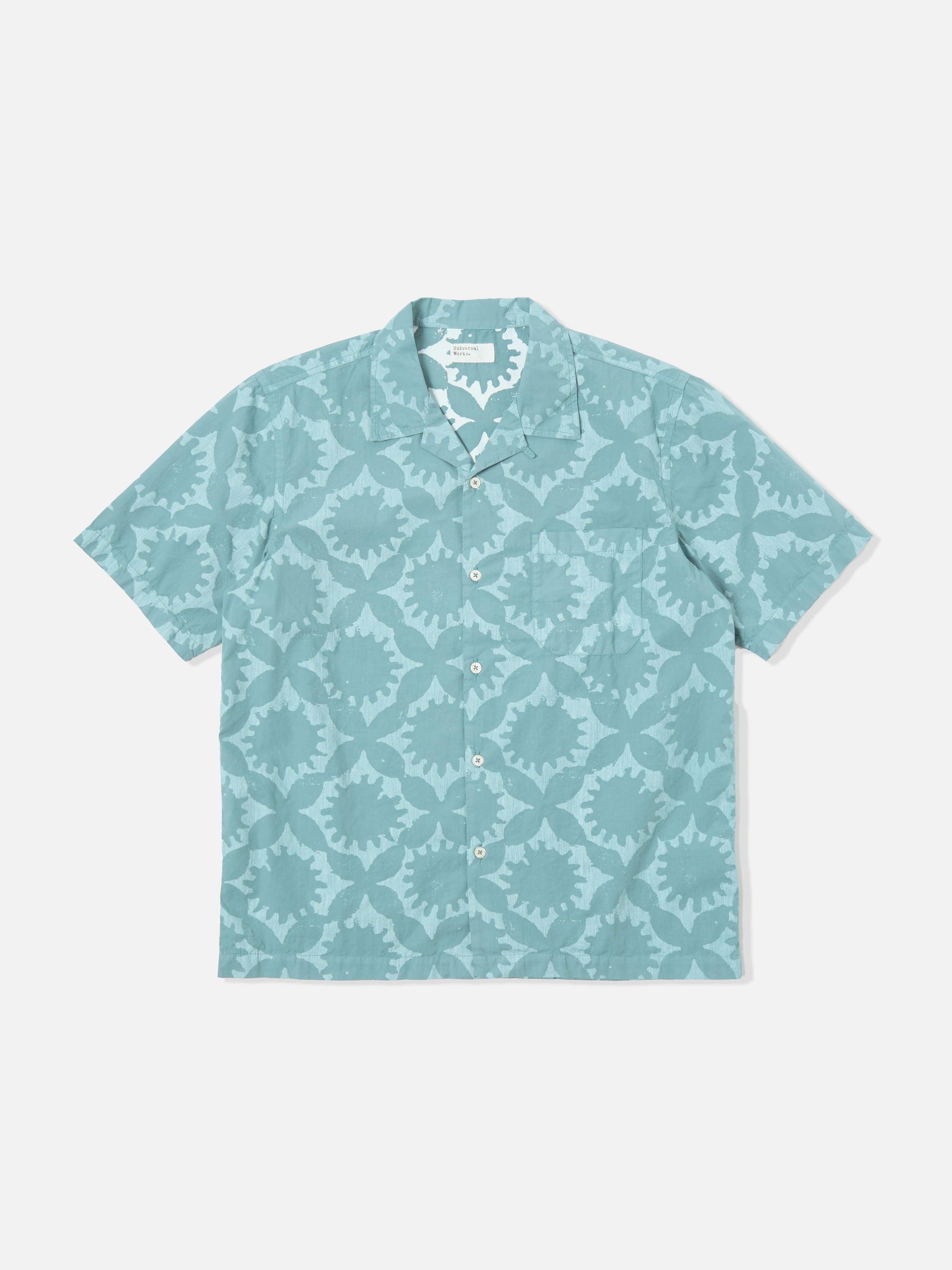 Universal Works Road Shirt in Sea Blue Sun Print Product Image