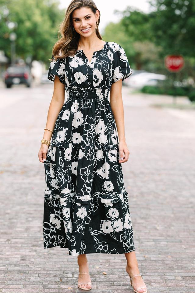 Sugarlips: Call On Me Black Floral Midi Dress Female Product Image