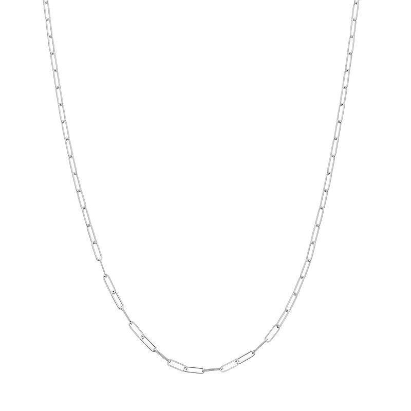 14k Gold Paper Clip Link Chain Necklace, Womens White Product Image