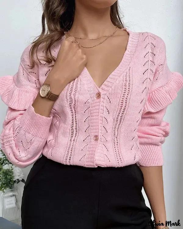 Olivia Mark – Button Front Open Knit Cardigan Product Image