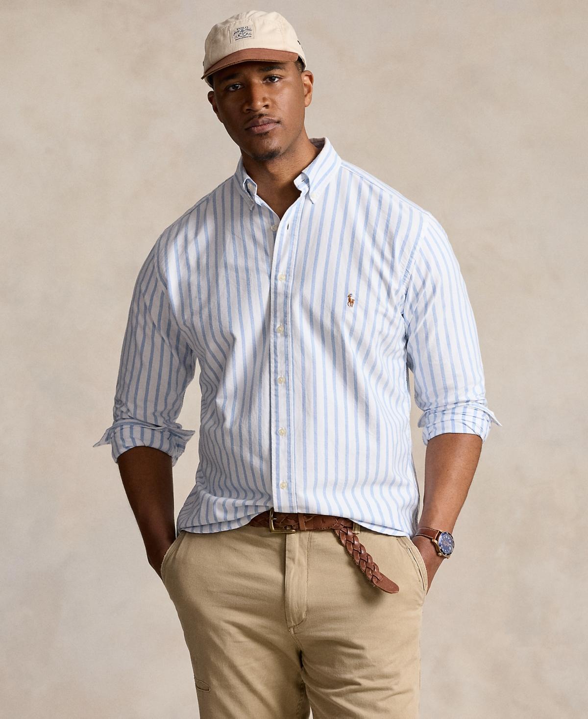 Polo Ralph Lauren Mens Big & Tall Striped Oxford Shirt - White Product Image