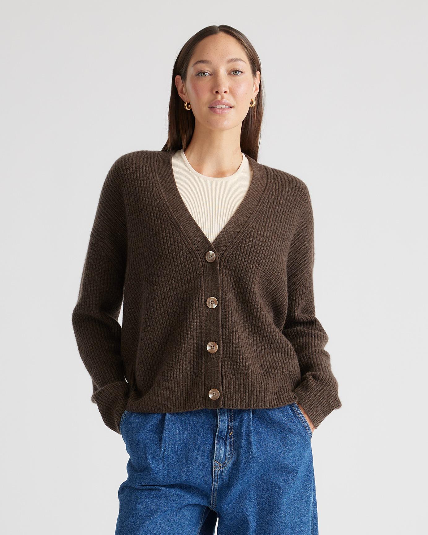 Mongolian Cashmere Fisherman Cropped Cardigan Sweater Product Image