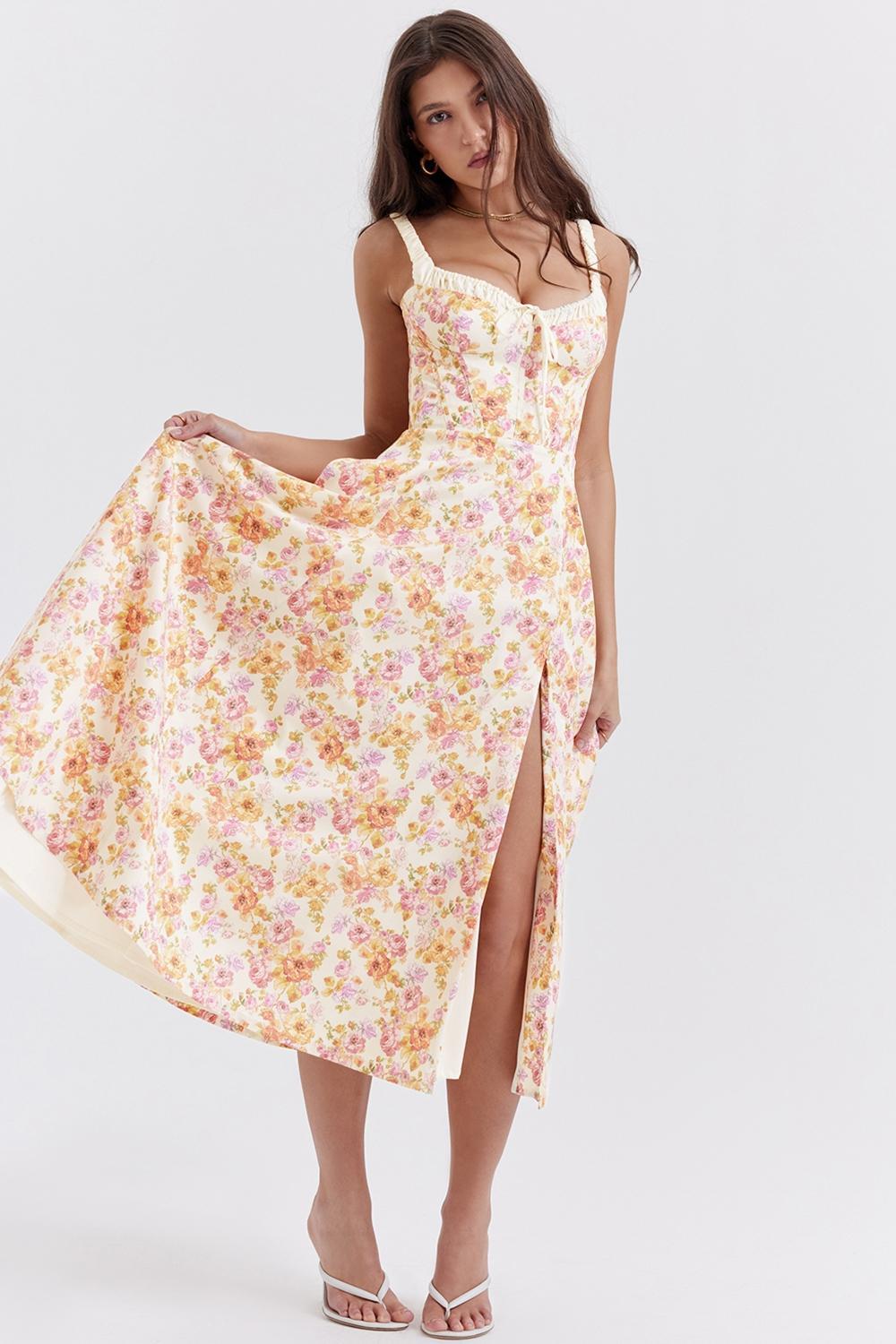 Sabrina Ivory Print Bustier Sundress Product Image