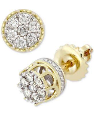 Mens Diamond Cluster Stud Earrings (1/6 ct. t.w.) in 10k Gold Product Image