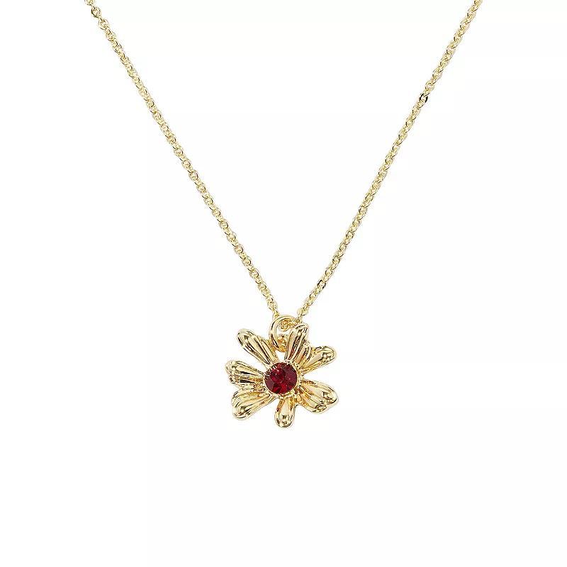 LC Lauren Conrad Gold Tone Vintage Flower Pendant Necklace, Womens, Red Product Image