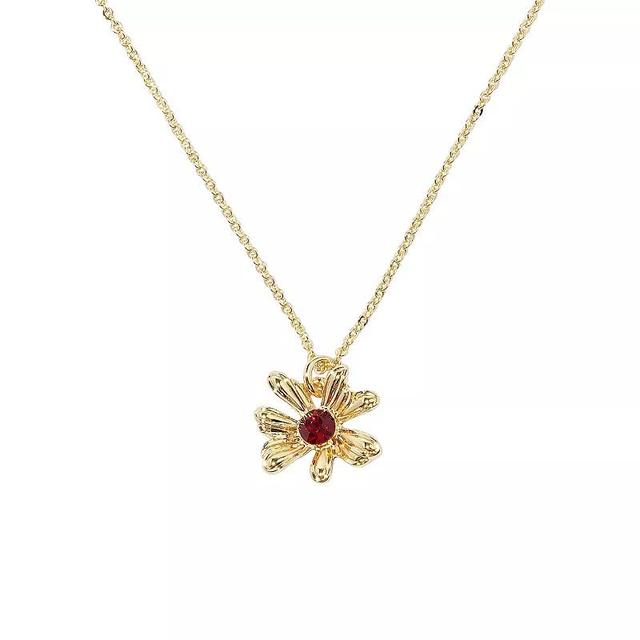 LC Lauren Conrad Gold Tone Vintage Flower Pendant Necklace, Womens, Red Product Image