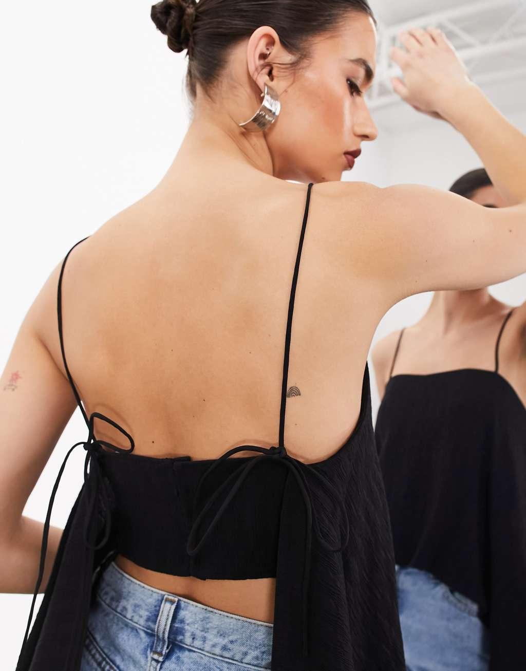 ASOS EDITION open back minimal top in black Product Image