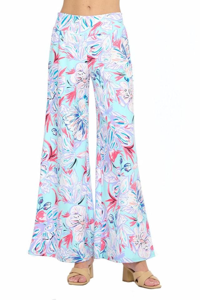 Aqua Floral Wide Leg Pant Female Product Image